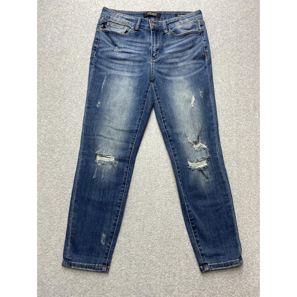 Judy Blue Jeans Womens 30 Relaxed Fit Distressed Ripped Denim Stretch Casual Pan - Picture 1 of 13